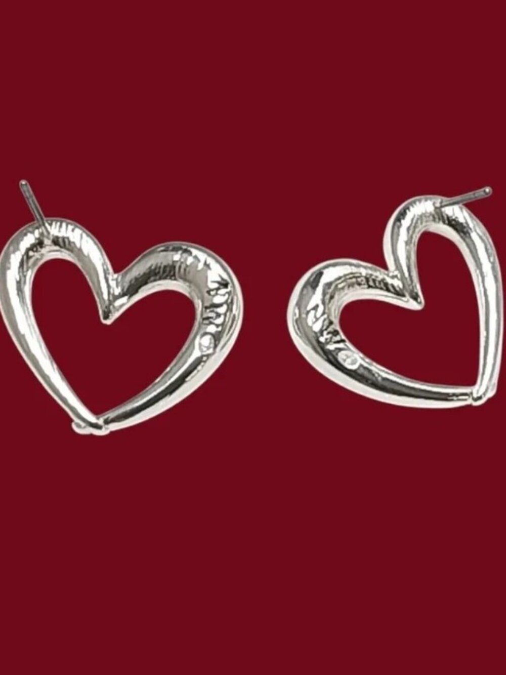 Nine West Silver Heart Shape Stud Earrings